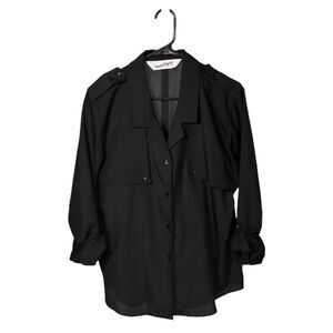 Diane Von Furstenberg Women's Shirt Button Up Black Vintage Blouse Top Size 12